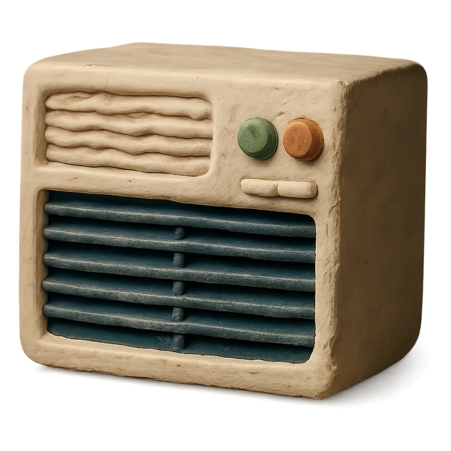 window air conditioning unit with buttons and vents in claymation style with matte finish and soft lighting sticker