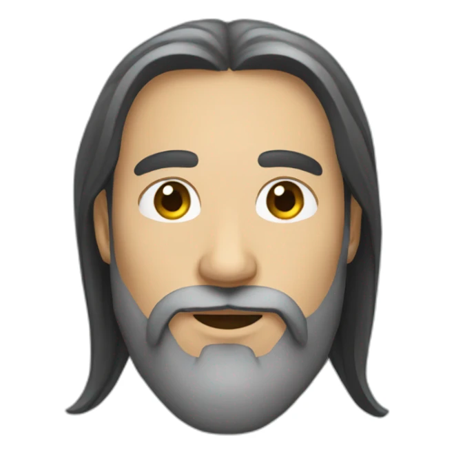 face with black long hair and a beard sticker
