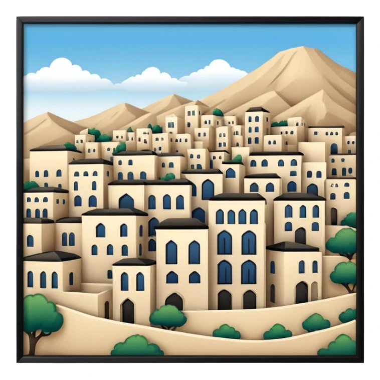little city and many, small, ordinary, simple, home, Iranian-style, 1980  sticker