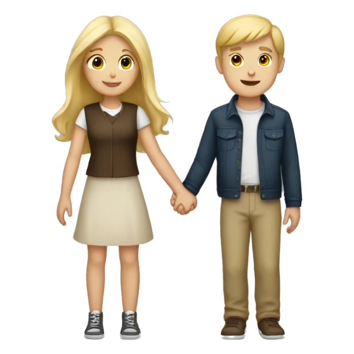 Blonde girl and brunette boy holding hands sticker