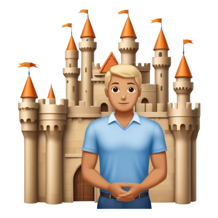 Visionary entrepreneur imagining completed castle instead of building blocks sticker