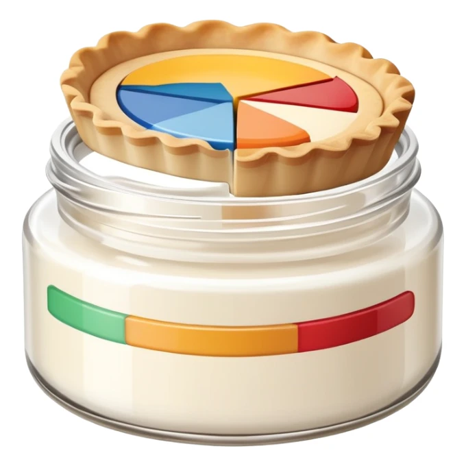 face cream jar with a pie chart on the lid indicating usage sticker