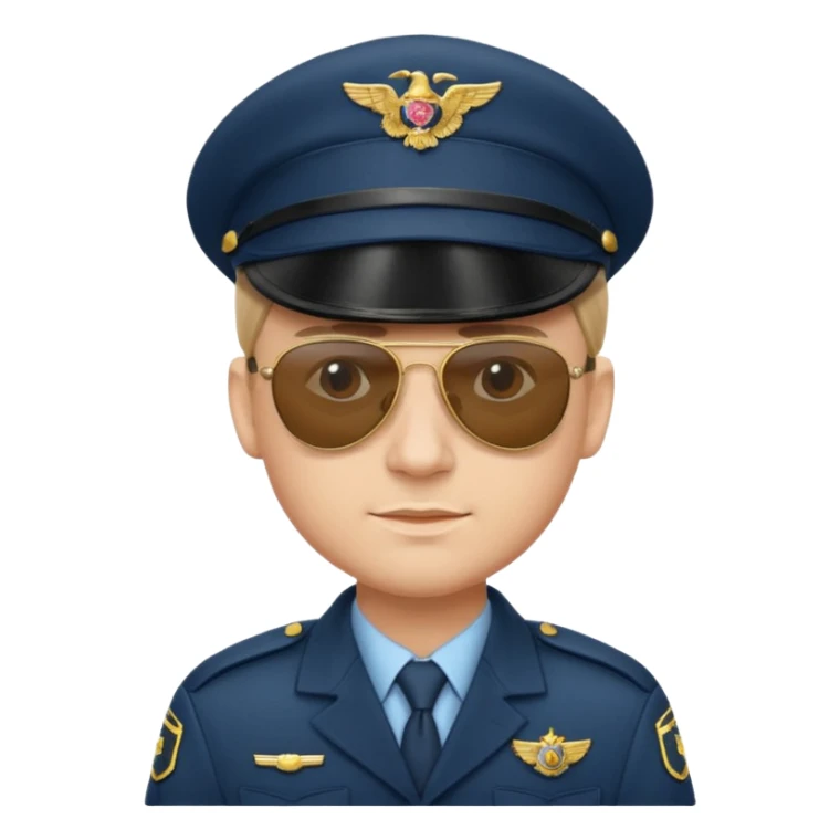 Officer with peaked cap + aviator sunglasses sticker