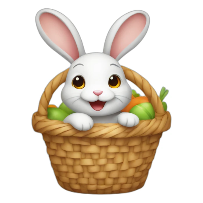 Happy rabbit with a basket in English sticker
