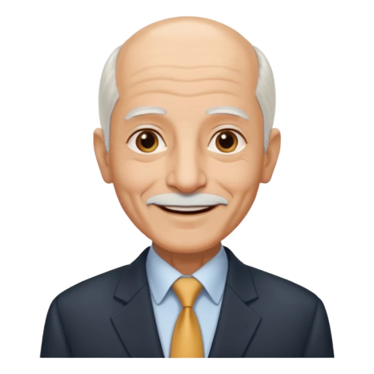 70 yr old man, almost bald, thin white hair, pakistani, business suit
 sticker