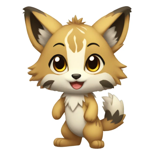 patterns, Kemono-style, Chibi, Anthro-Fur-Sona-Fakémon, Full Body sticker