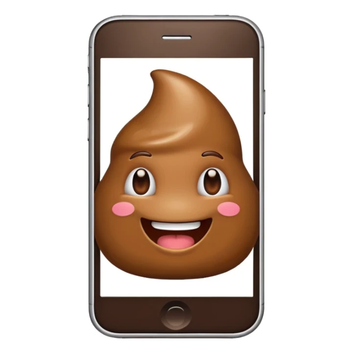 mobile phone with poop emoji on the screen sticker