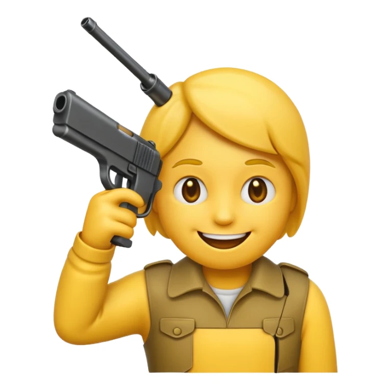 It should look like the standard smiling emoji which is ironically holding a gun to his head sticker