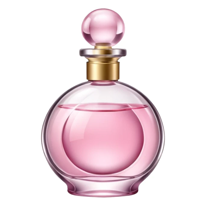 pink perfume bottle, elegant glass, soft reflections, cute and simple, no text sticker