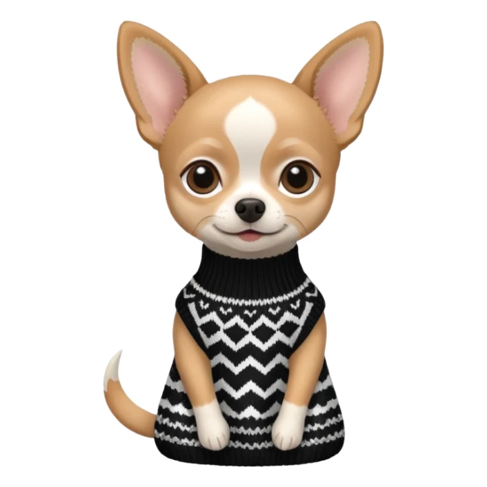 Chiuaua in bianco e nero con vestitino in maglia sticker