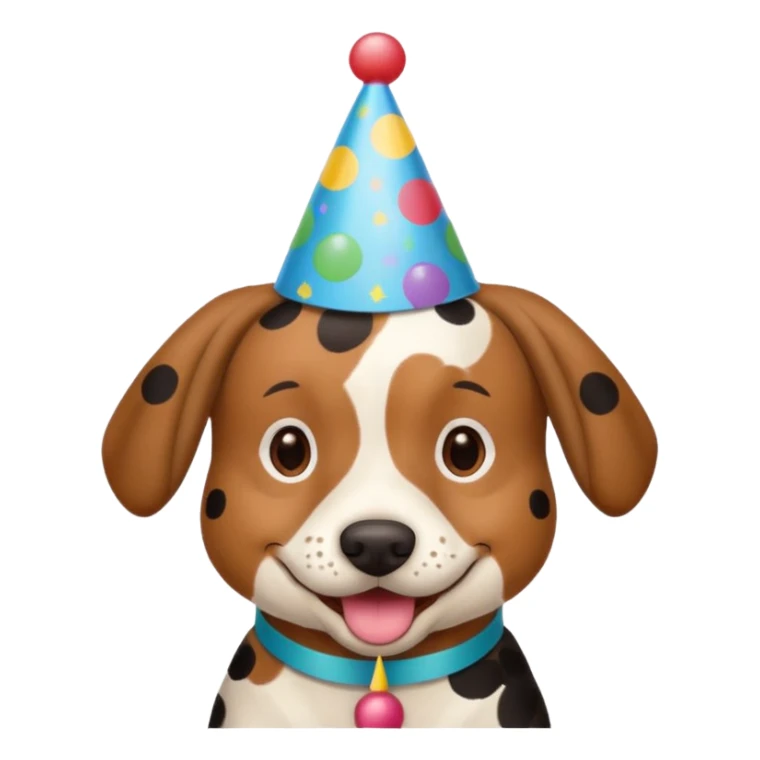 black and brown spotted dog at a birthday party sticker