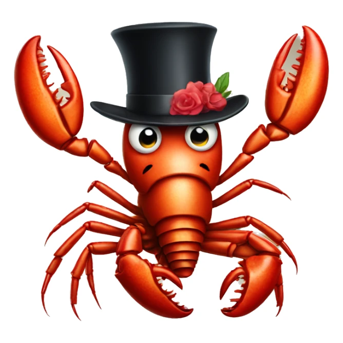 Lobster wearing top hat with gun sticker