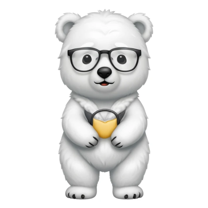 full body of polar bear wear glasses sticker