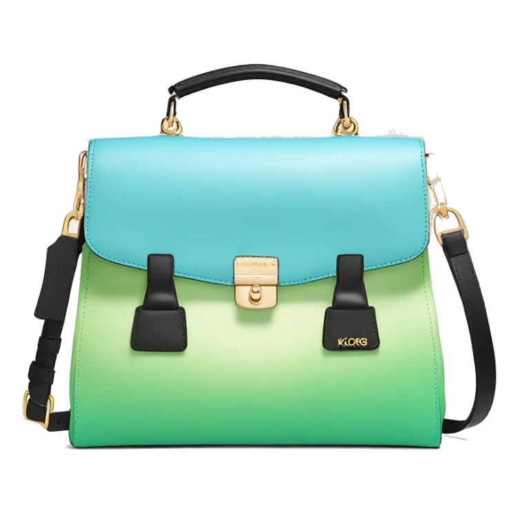 Realistic light green, light blue ,peach color ombre and black michael kors satchel purse. sticker