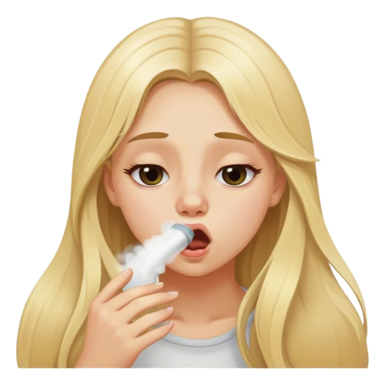 blonde girl with long hair snorting sticker