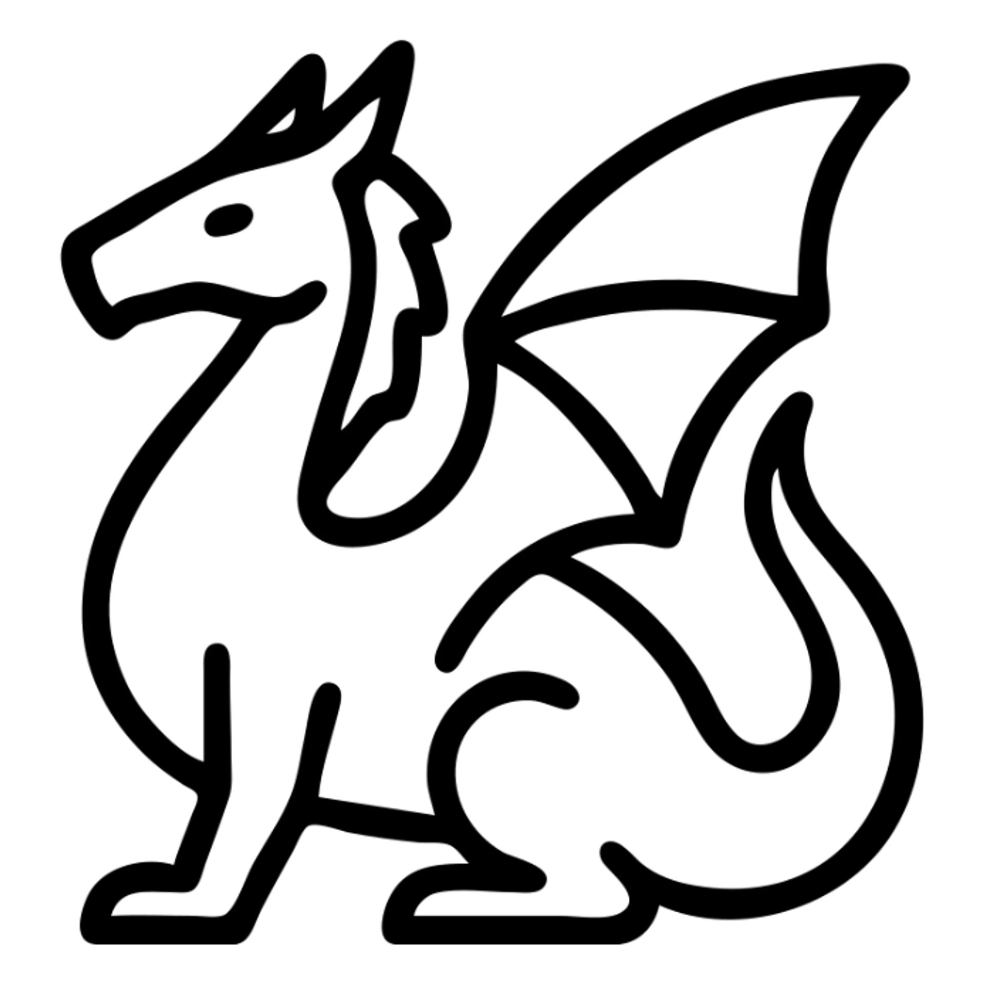 violet dragon, outlined icon style, simple and bold lines, minimal details sticker