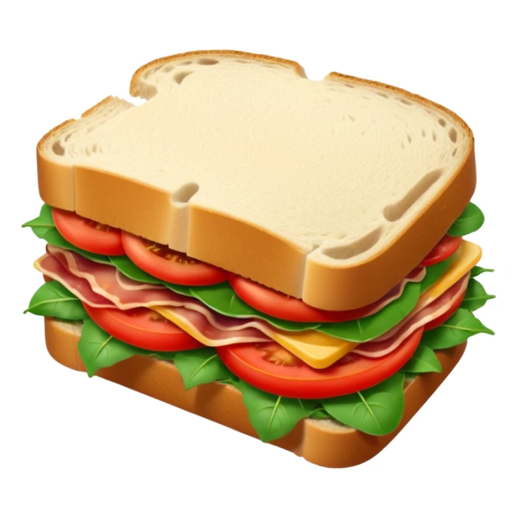 Sourdough bread sandwich with arugula and bacon and tomato slices inside sticker