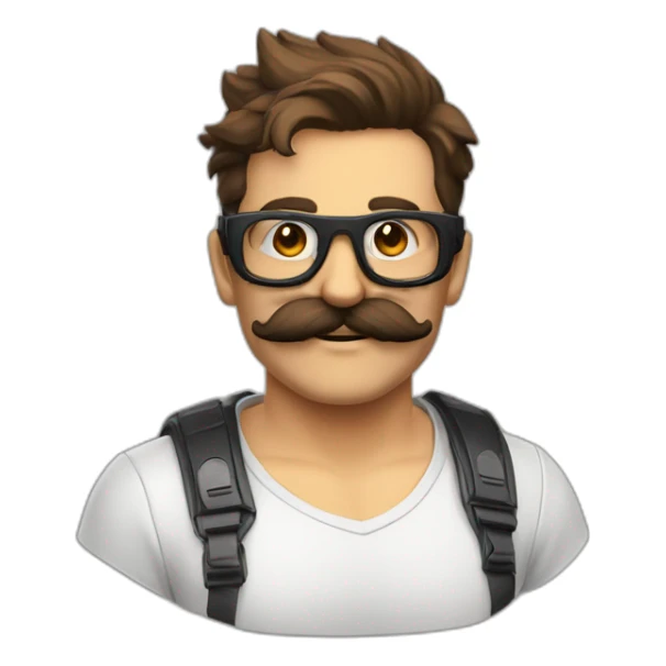 gamer chauve avec des lunettes et une moustache sticker