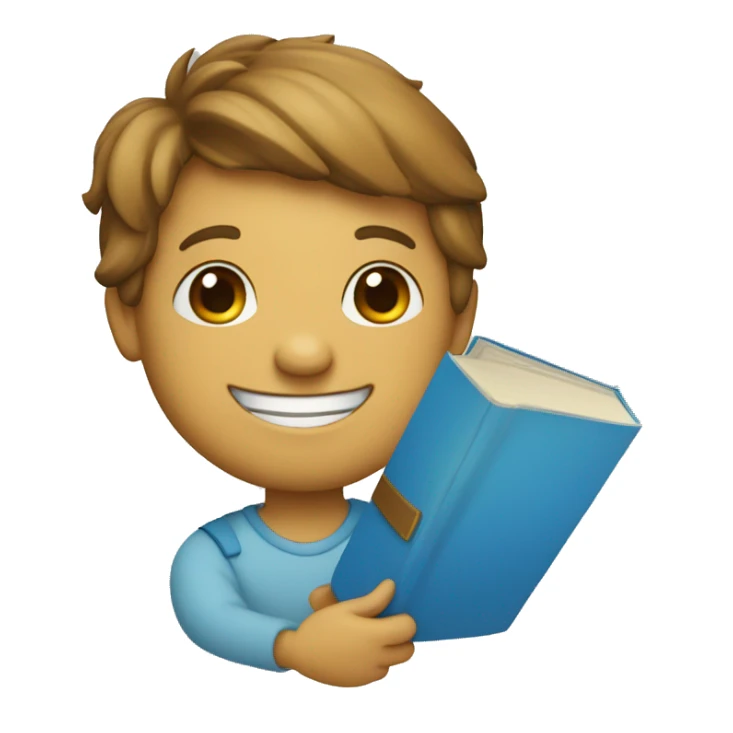  Blue letter "T" with a smile, holding books sticker