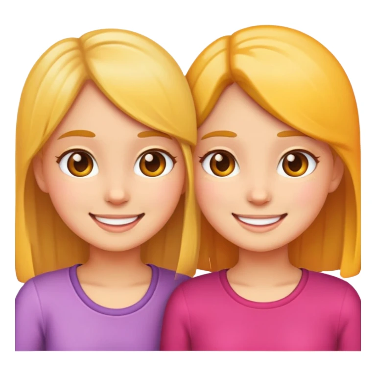 simple and expressive emoji of two girls together, friendly vibe sticker