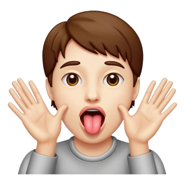 Sticking out tongue with hands out sticker