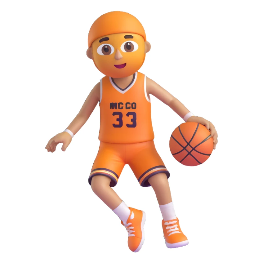 person playing basketball, 3D emoji style sticker