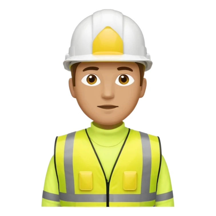 Guy with yellow reflective vest and white protection helmet sticker