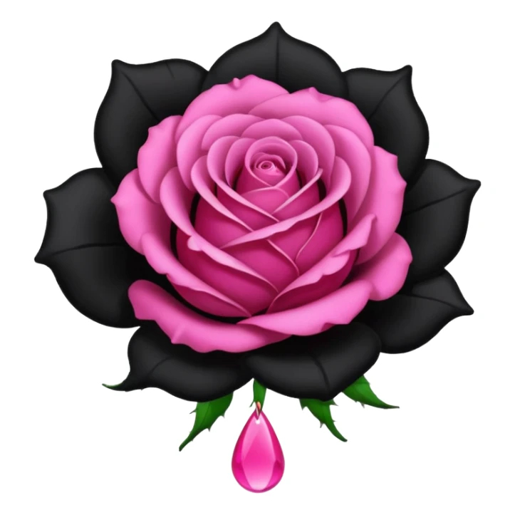 emo black rose with a pink teardrop sticker