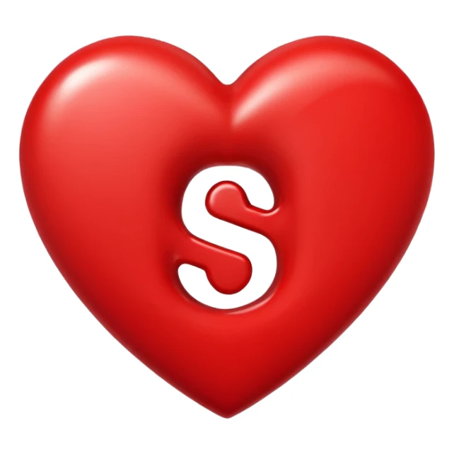 Love heart in red colour and center S letter only sticker