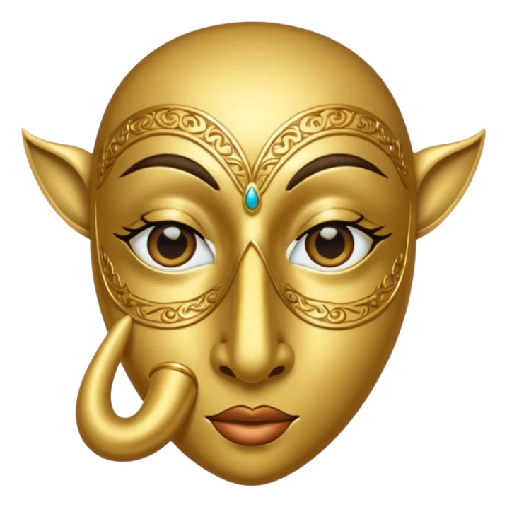 Gold mask covering only eyes with a long nose sticker
