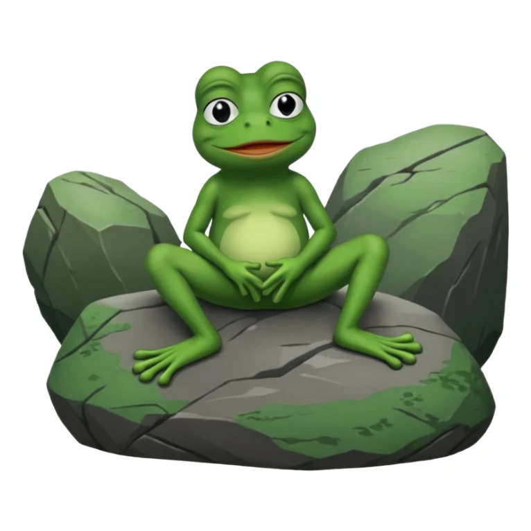 pepe the frog sitting on rock sticker