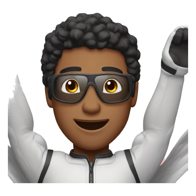 black hair guy with fair skin tone doing skydive sticker