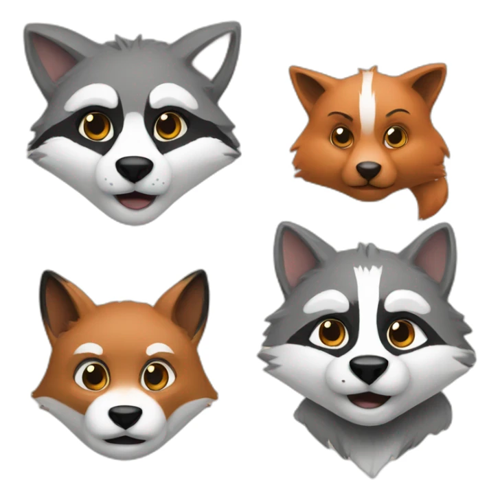 1 fox with 1 raccoon sticker