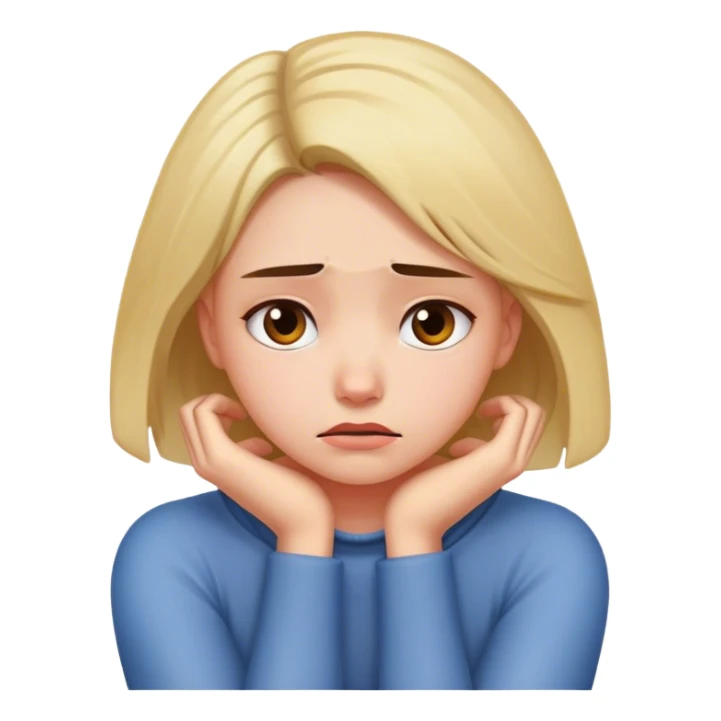 girl with her arms around her own neck upset
 sticker