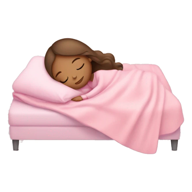light Brunette girl sleeping on side with pink blanket sticker