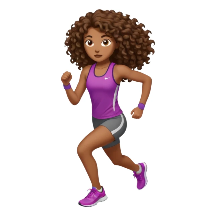 Treino de corrida feminino morena cacheada cabelos longos sticker