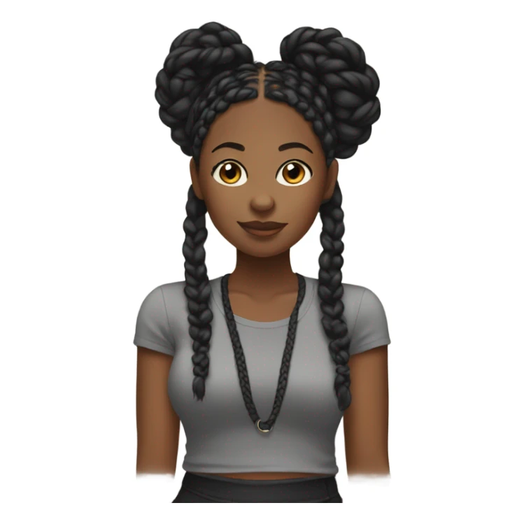 black woman with black boho braids baby tee sticker