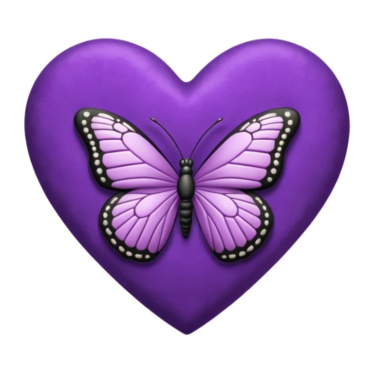 purple heart with a butterfly motif sticker