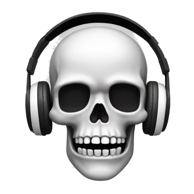 BLACK SKULL WITH WHITE HEADPHONES  sticker