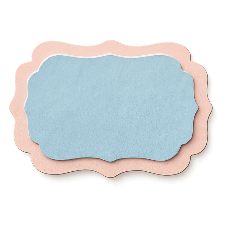 soft pastel hand-drawn label frame with soft edges, paper craft style, with a pastel blue background sticker