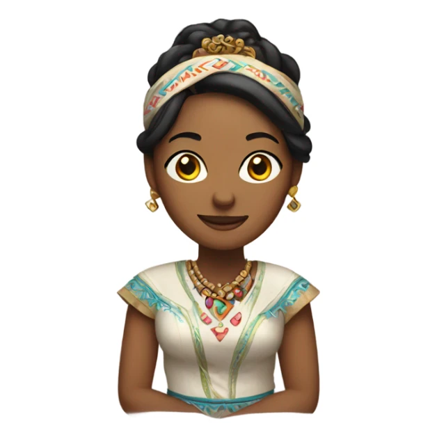 Sitting pretty woman with ethnic costume sticker