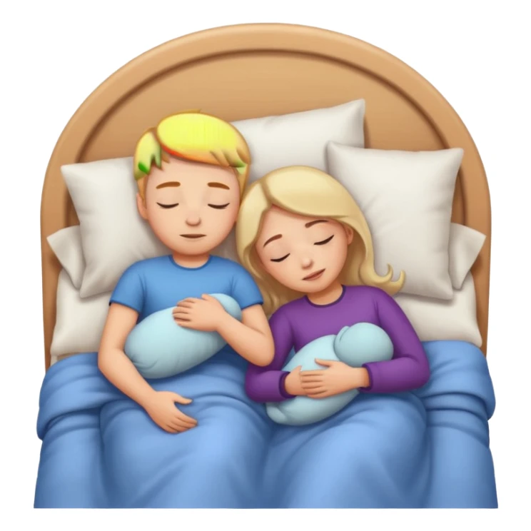 Girl with boy sleep to bed sticker