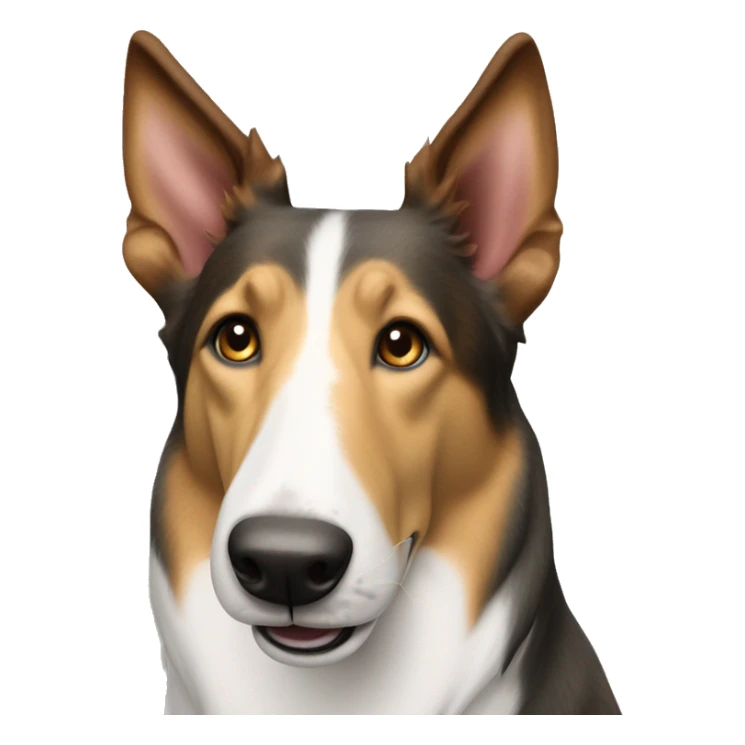 Smooth coat collie with perky ears and brindle fur sticker