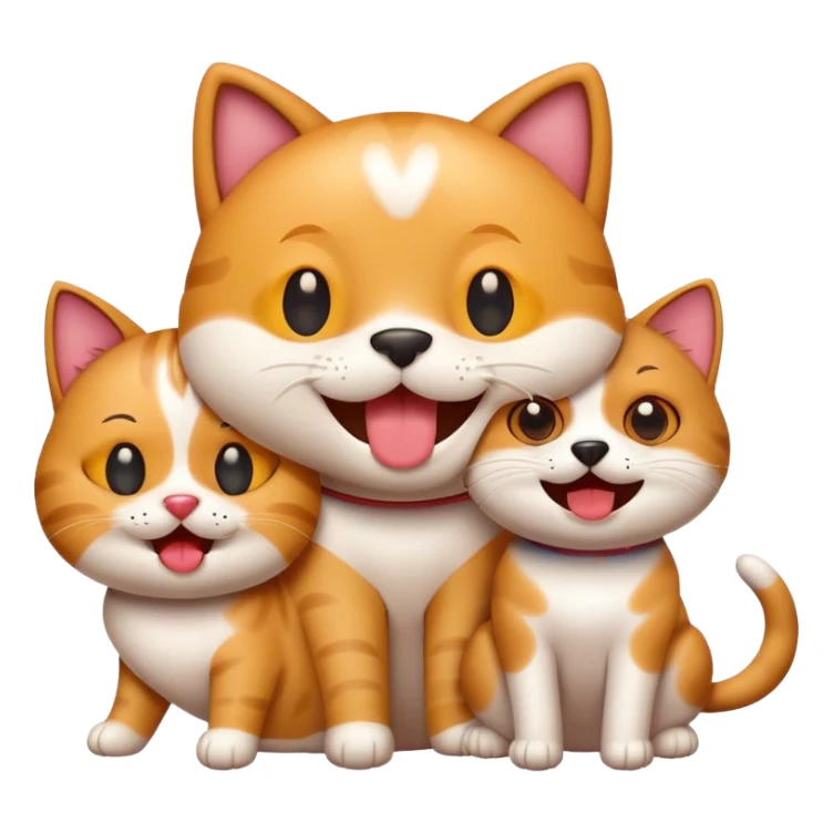 A happy cat emoji + A cool dog emoji sticker
