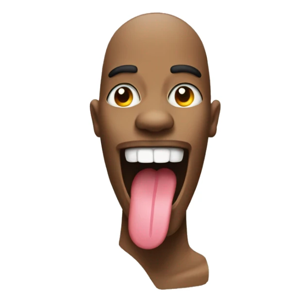 Face posing with tongue out and a peace sign sticker