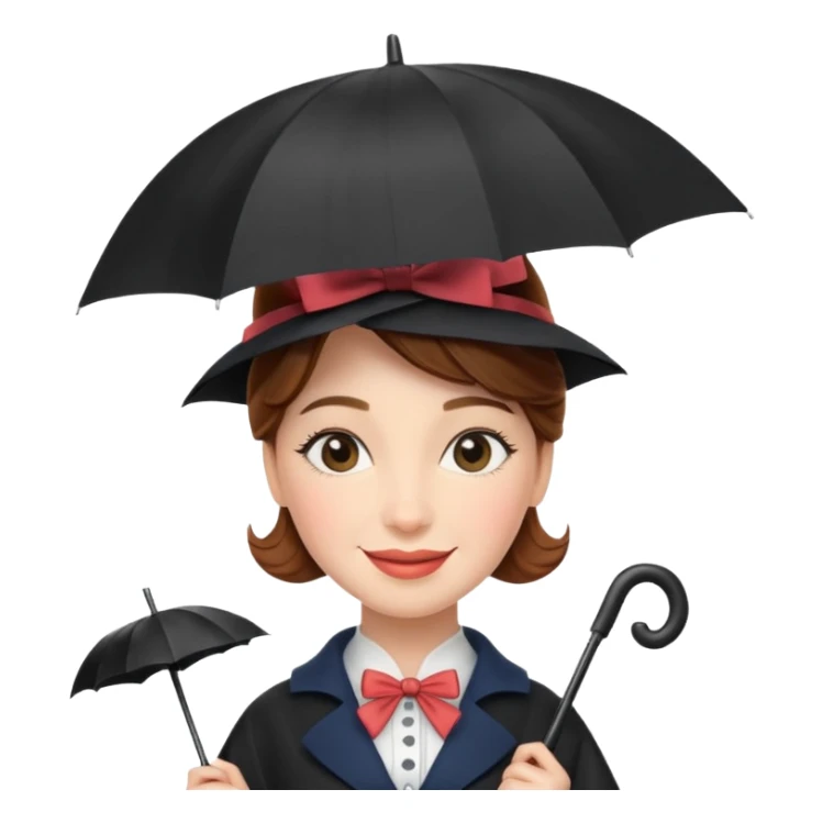 Mary Poppins holds an umbrella in her hand. sticker