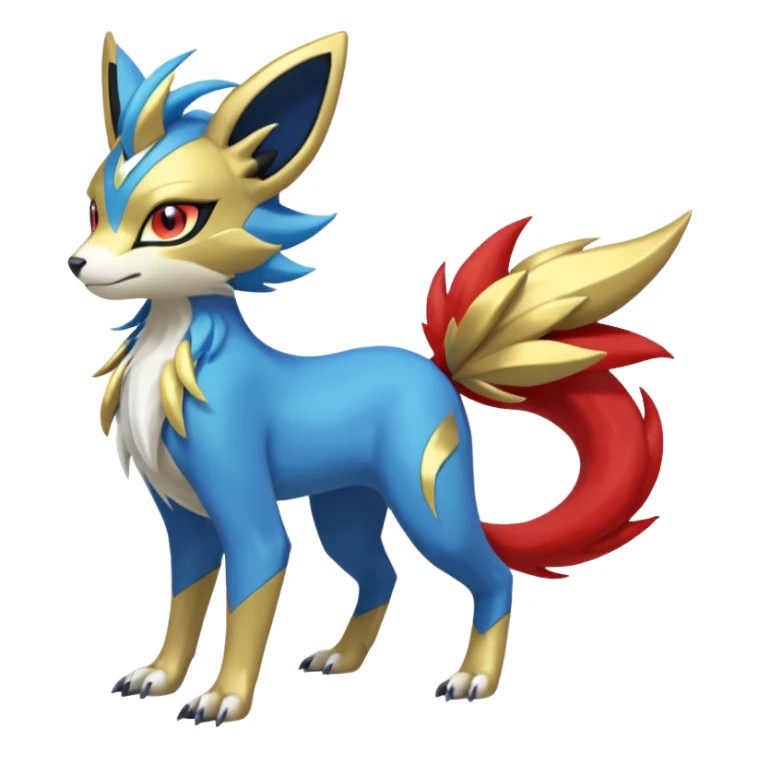 Feral Quadrupedal Digitigrade Meloetta-Luxray-Renamon-Manectric-fusion-hybrid-creature, full body  sticker