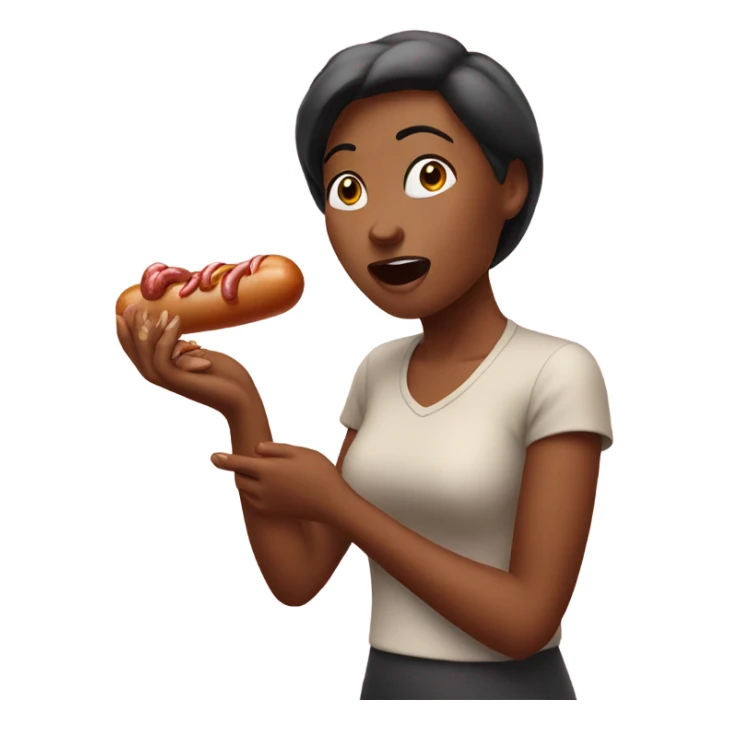 Woman eating sausage no hands sticker