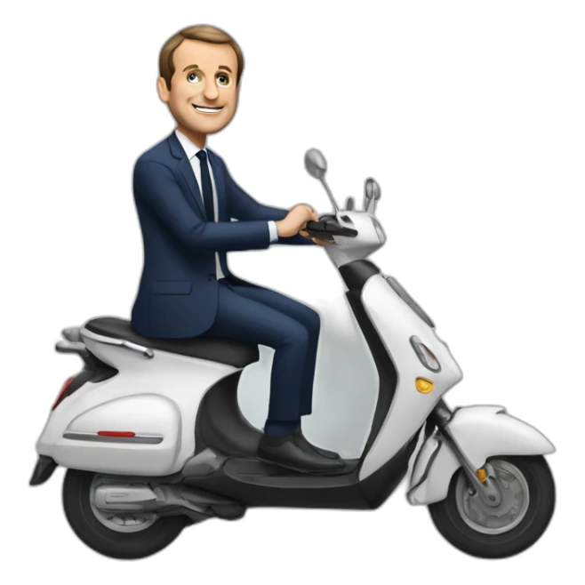 macron sur un scooter qui fait une roue arrière sticker