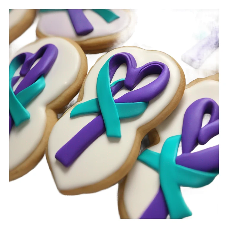 Purple teal Suicide awareness ribbon, cookie heart sticker